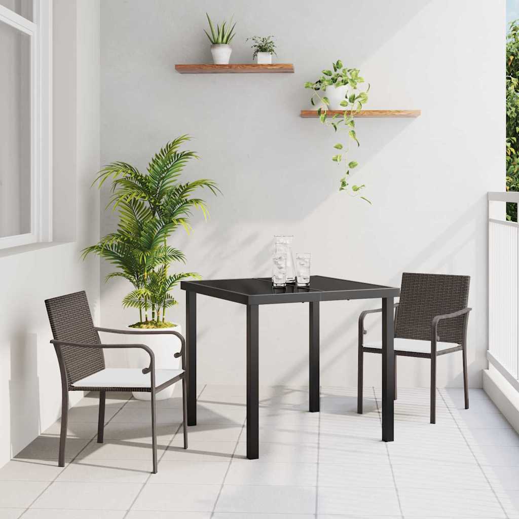 Have Spisebordssæt 3 pcs Brun og sort PE Rattan