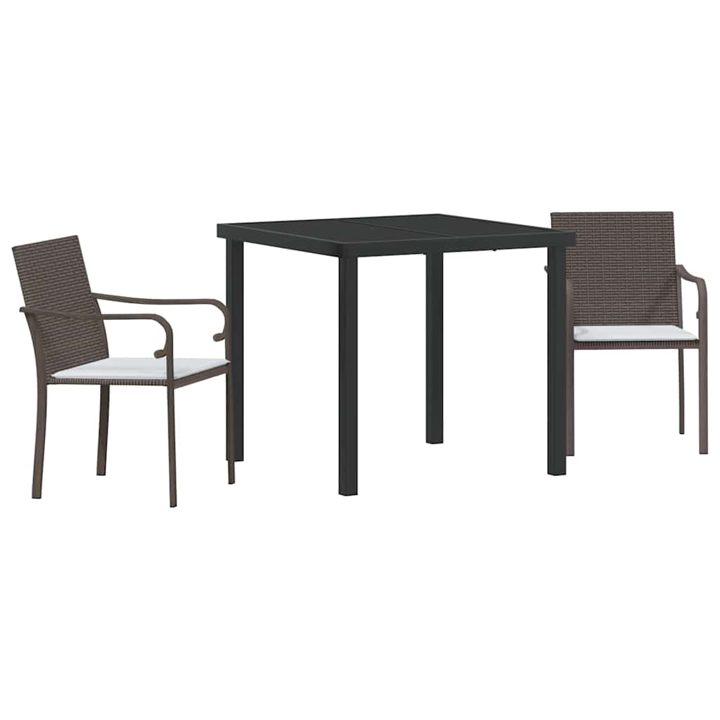 Have Spisebordssæt 3 pcs Brun og sort PE Rattan