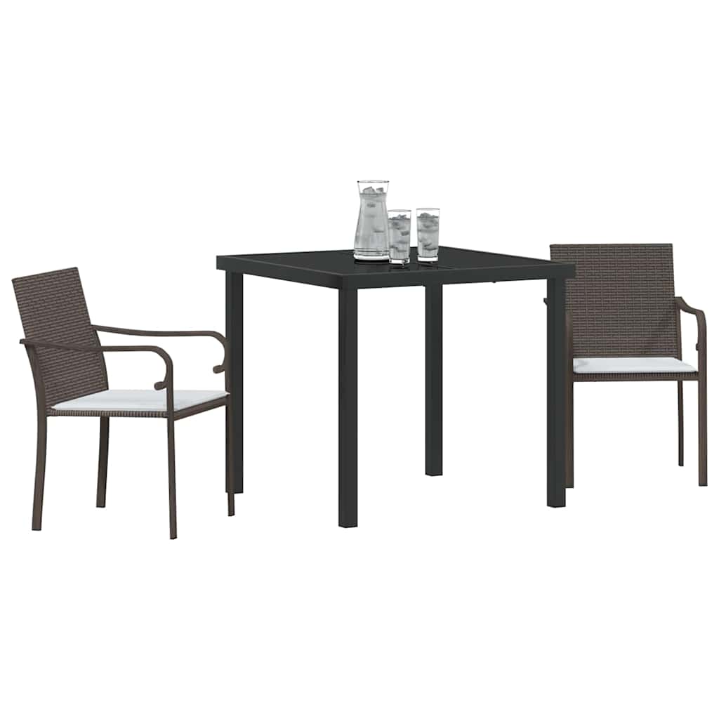 Have Spisebordssæt 3 pcs Brun og sort PE Rattan