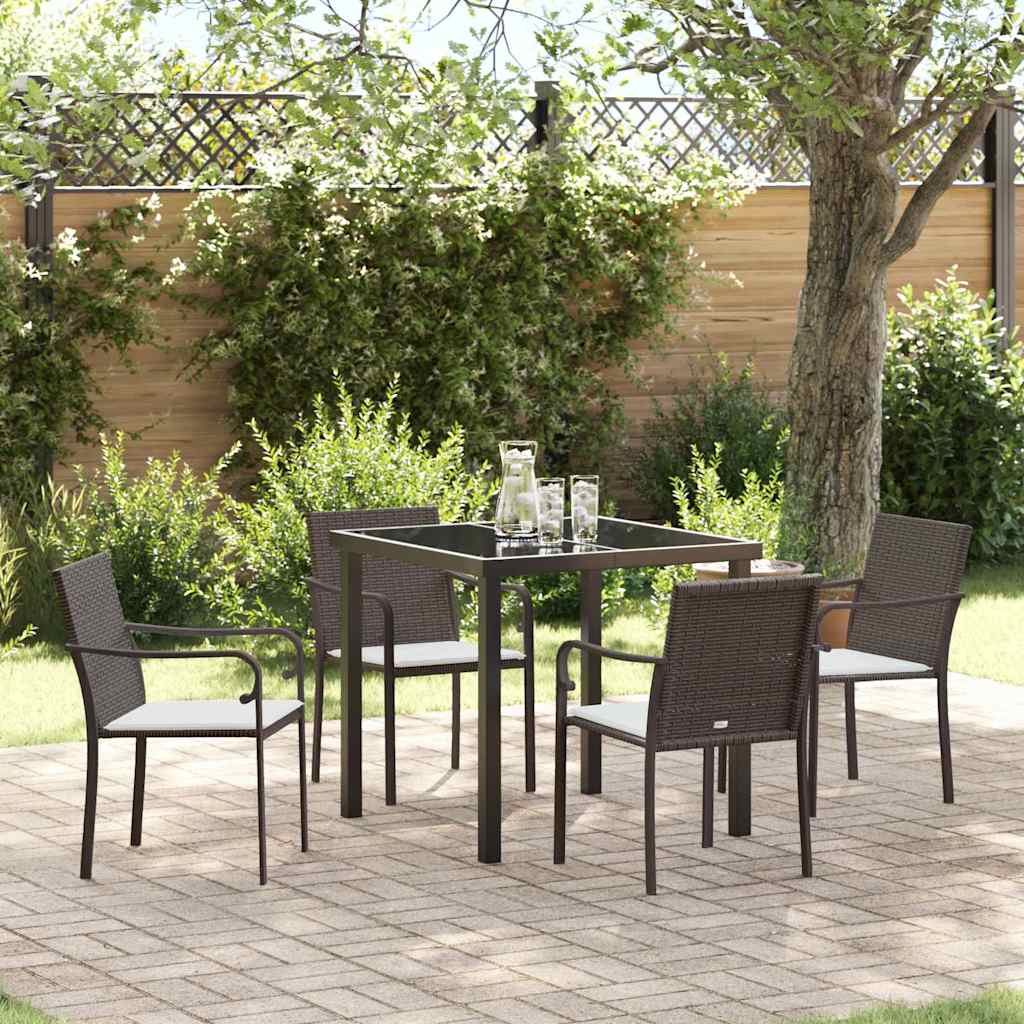 Have Spisebordssæt 5 pcs Brun og sort PE Rattan