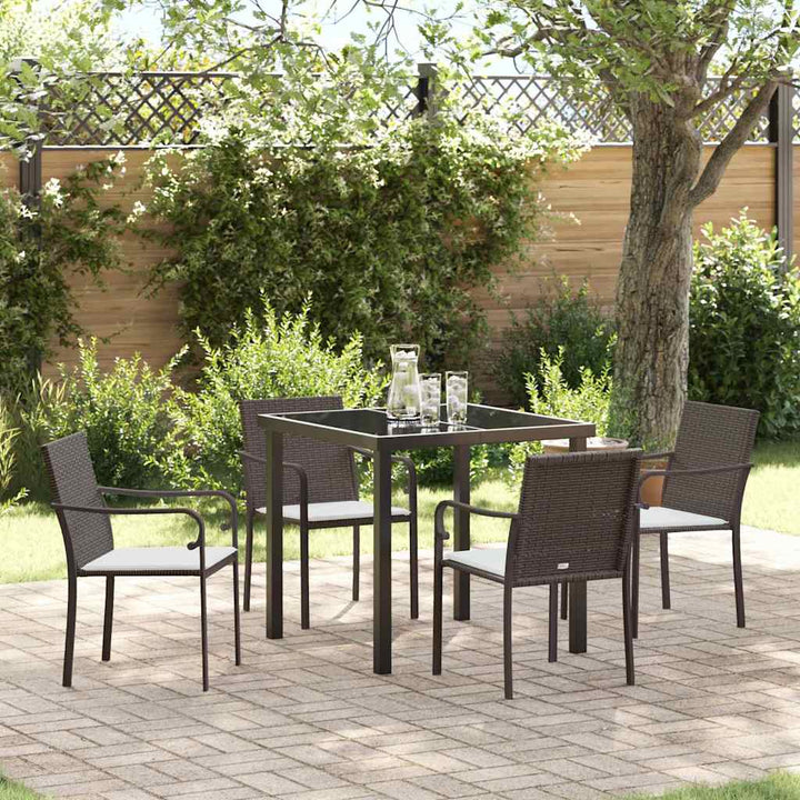 Have Spisebordssæt 5 pcs Brun og sort PE Rattan