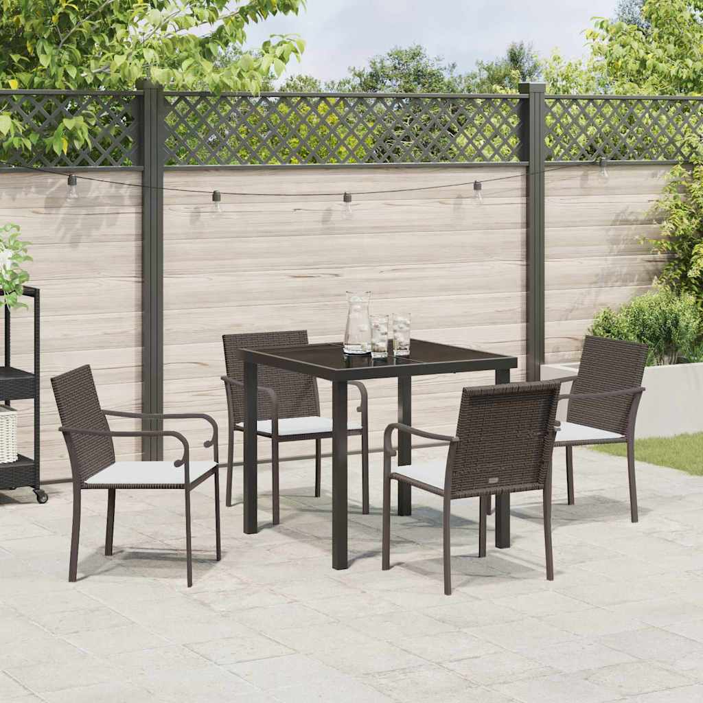 Have Spisebordssæt 5 pcs Brun og sort PE Rattan