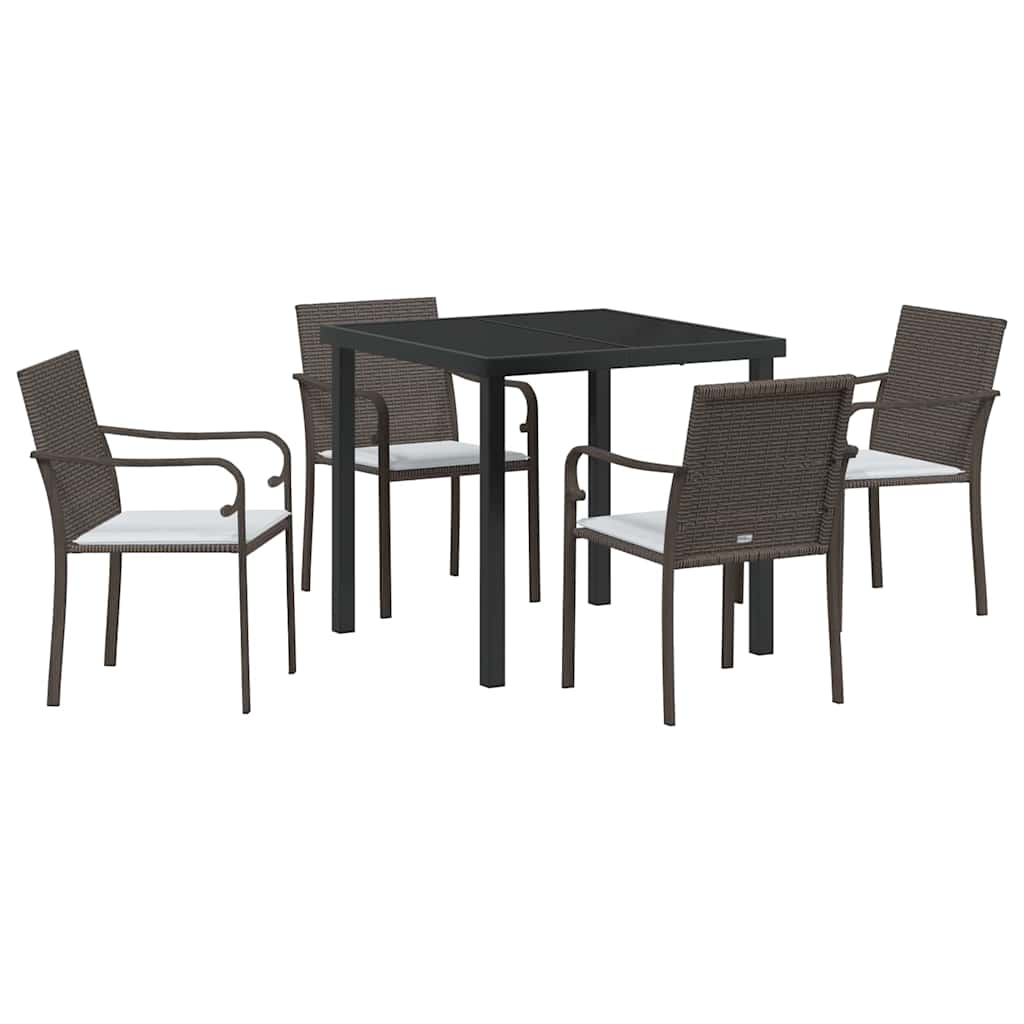 Have Spisebordssæt 5 pcs Brun og sort PE Rattan