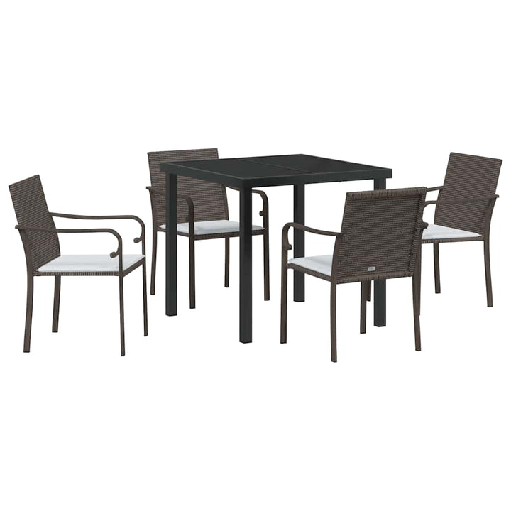 Have Spisebordssæt 5 pcs Brun og sort PE Rattan