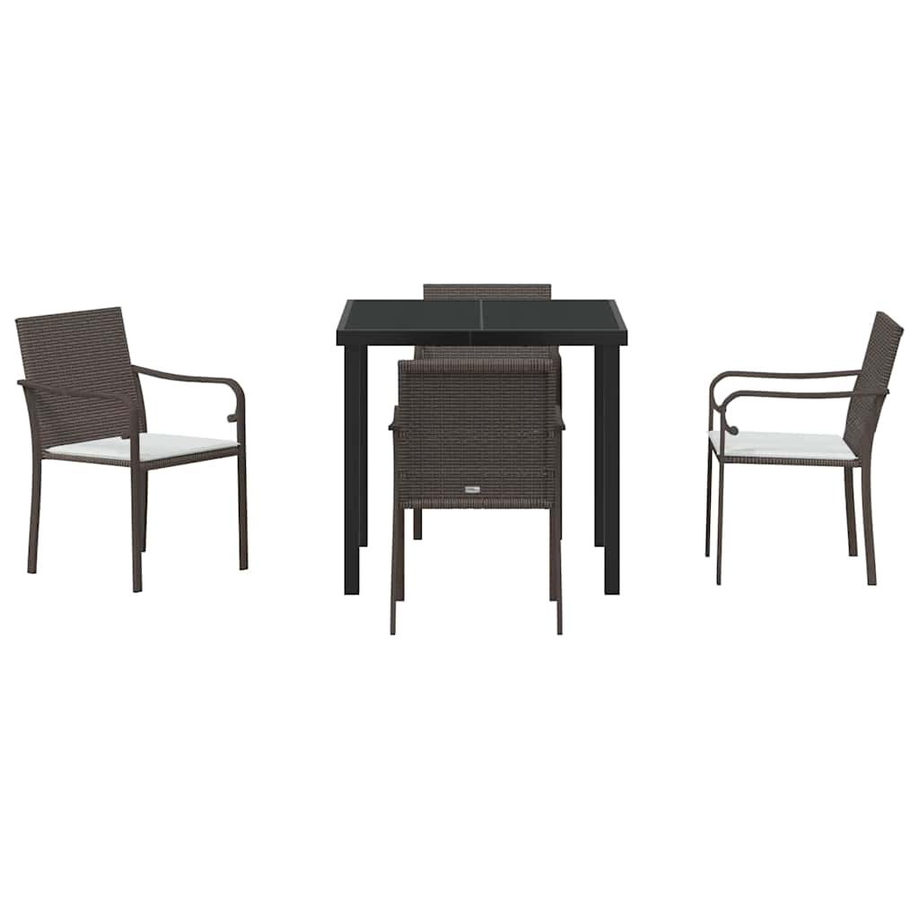 Have Spisebordssæt 5 pcs Brun og sort PE Rattan