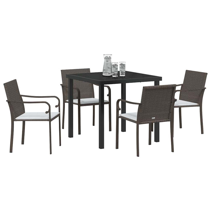 Have Spisebordssæt 5 pcs Brun og sort PE Rattan