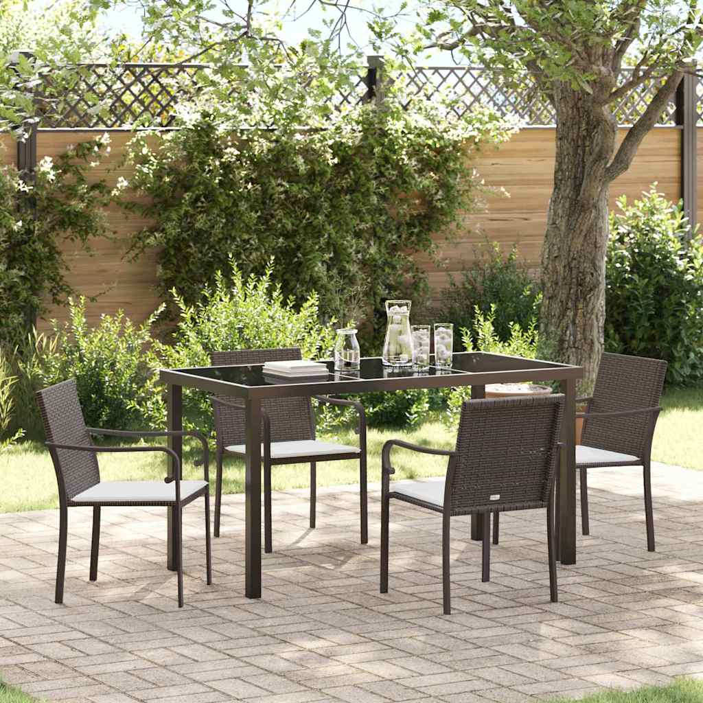 Have Spisebordssæt 5 pcs Brun og sort PE Rattan