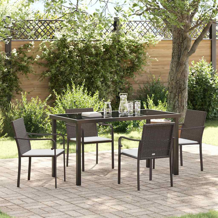 Have Spisebordssæt 5 pcs Brun og sort PE Rattan