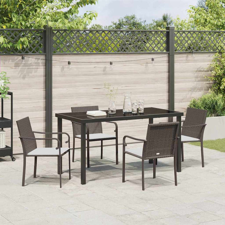 Have Spisebordssæt 5 pcs Brun og sort PE Rattan