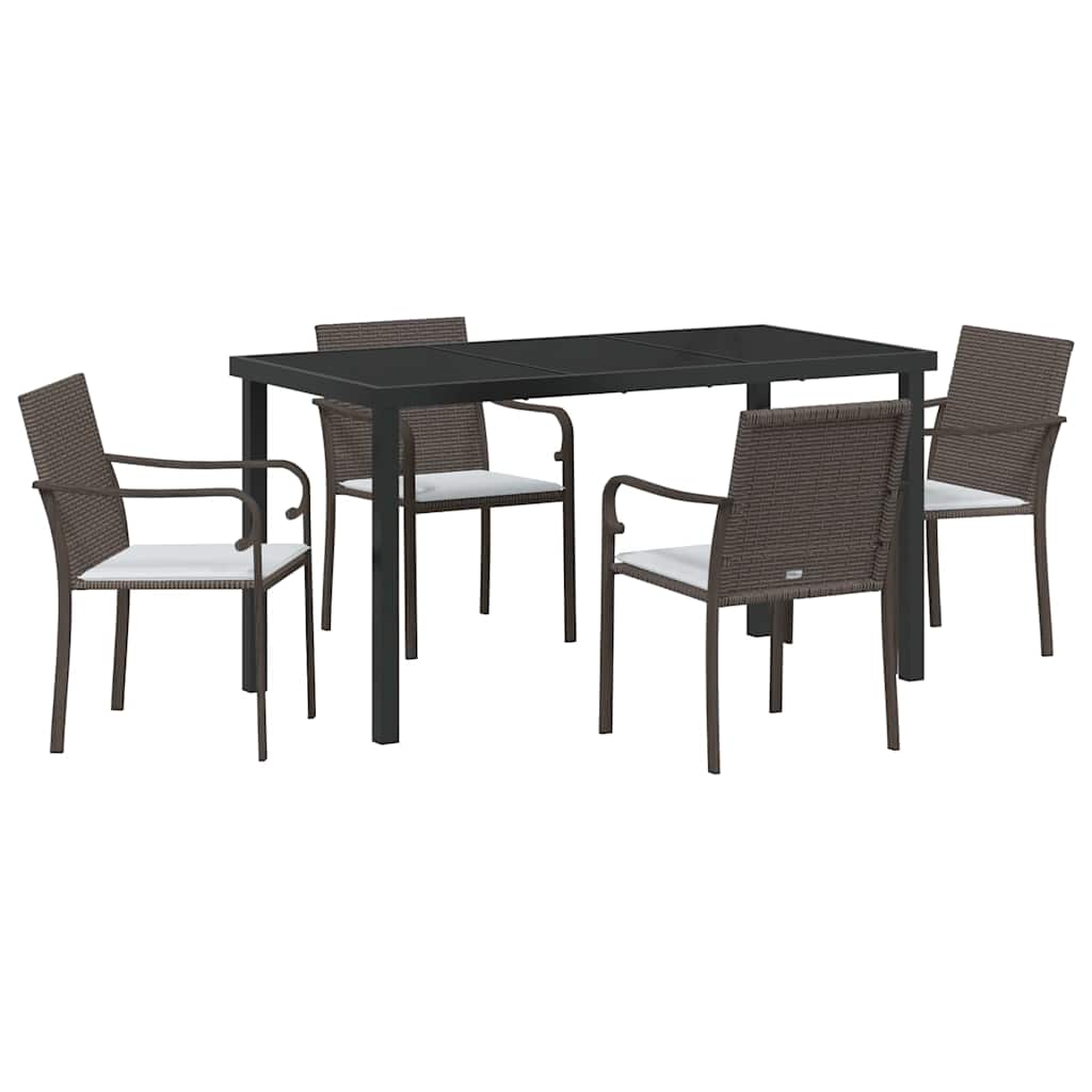 Have Spisebordssæt 5 pcs Brun og sort PE Rattan