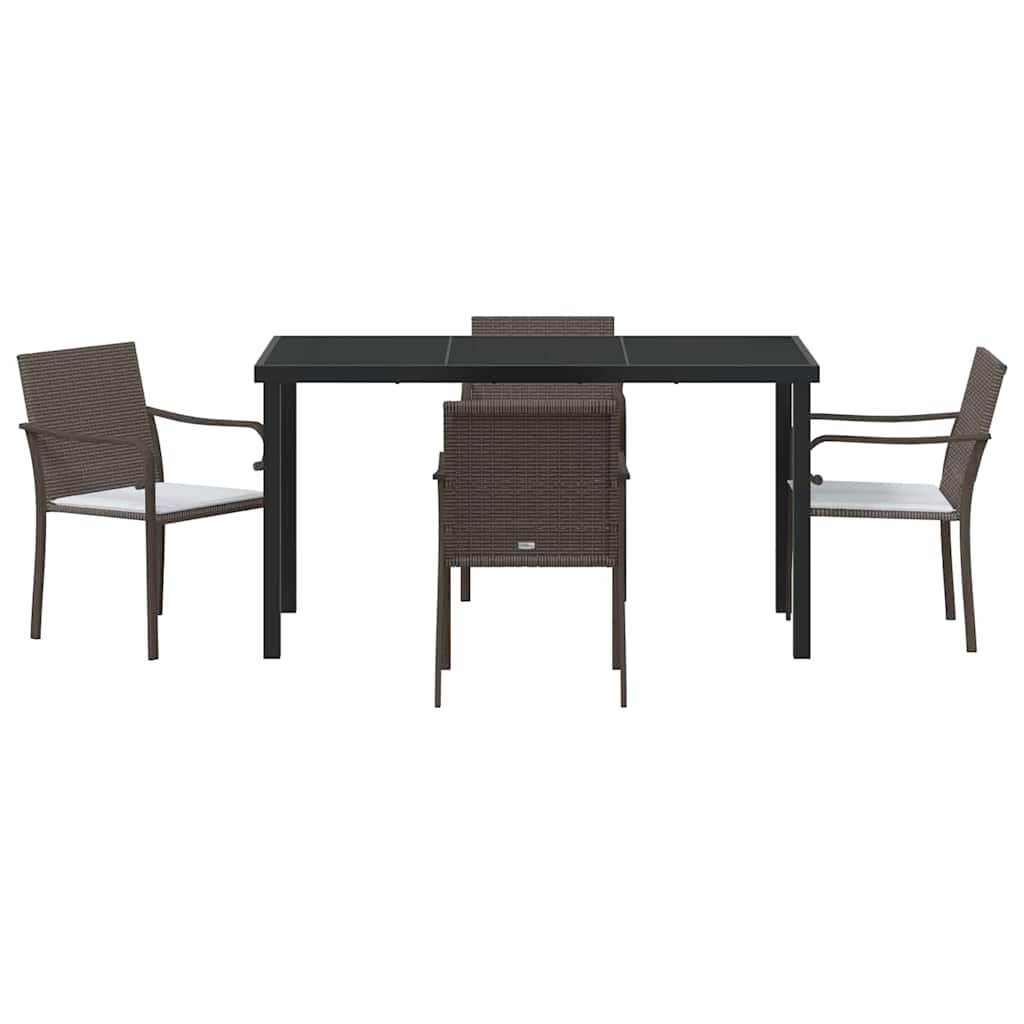 Have Spisebordssæt 5 pcs Brun og sort PE Rattan