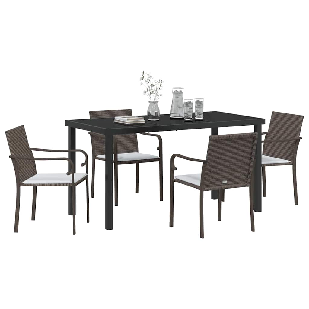 Have Spisebordssæt 5 pcs Brun og sort PE Rattan