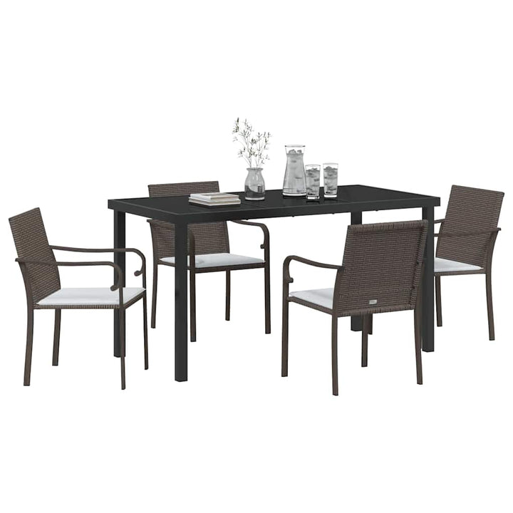 Have Spisebordssæt 5 pcs Brun og sort PE Rattan