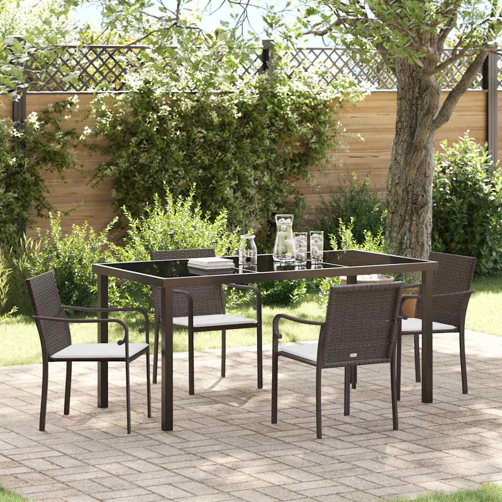 Have Spisebordssæt 5 pcs Brun og sort PE Rattan