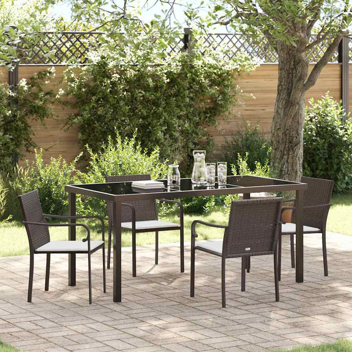 Have Spisebordssæt 5 pcs Brun og sort PE Rattan