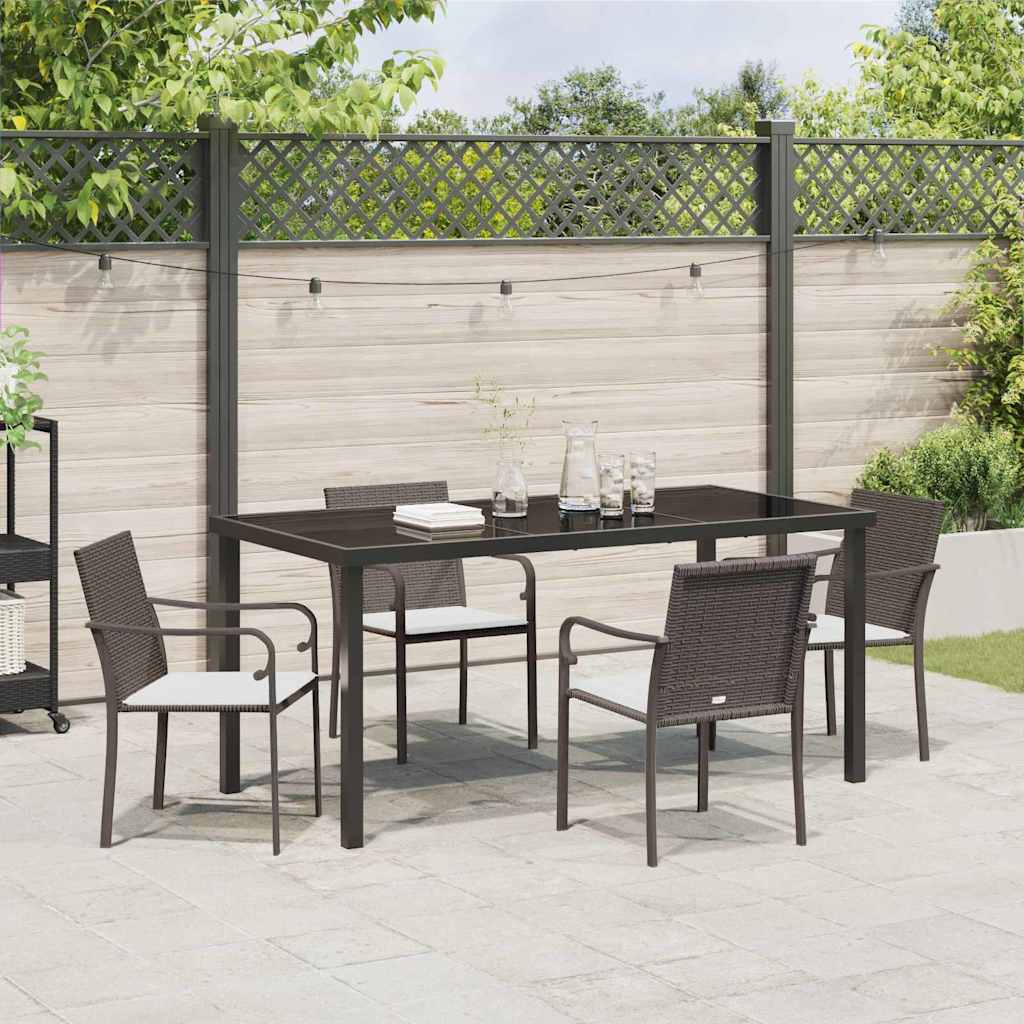 Have Spisebordssæt 5 pcs Brun og sort PE Rattan