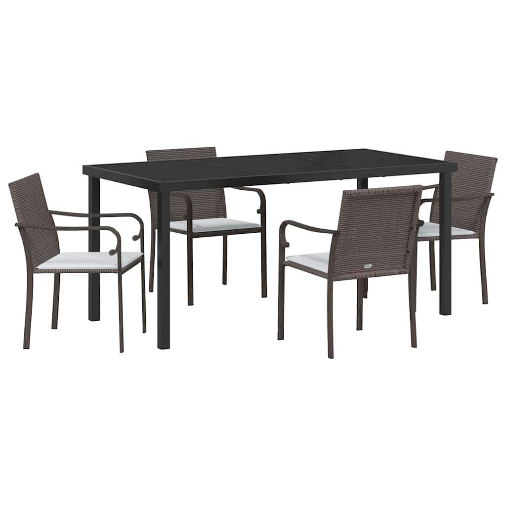 Have Spisebordssæt 5 pcs Brun og sort PE Rattan