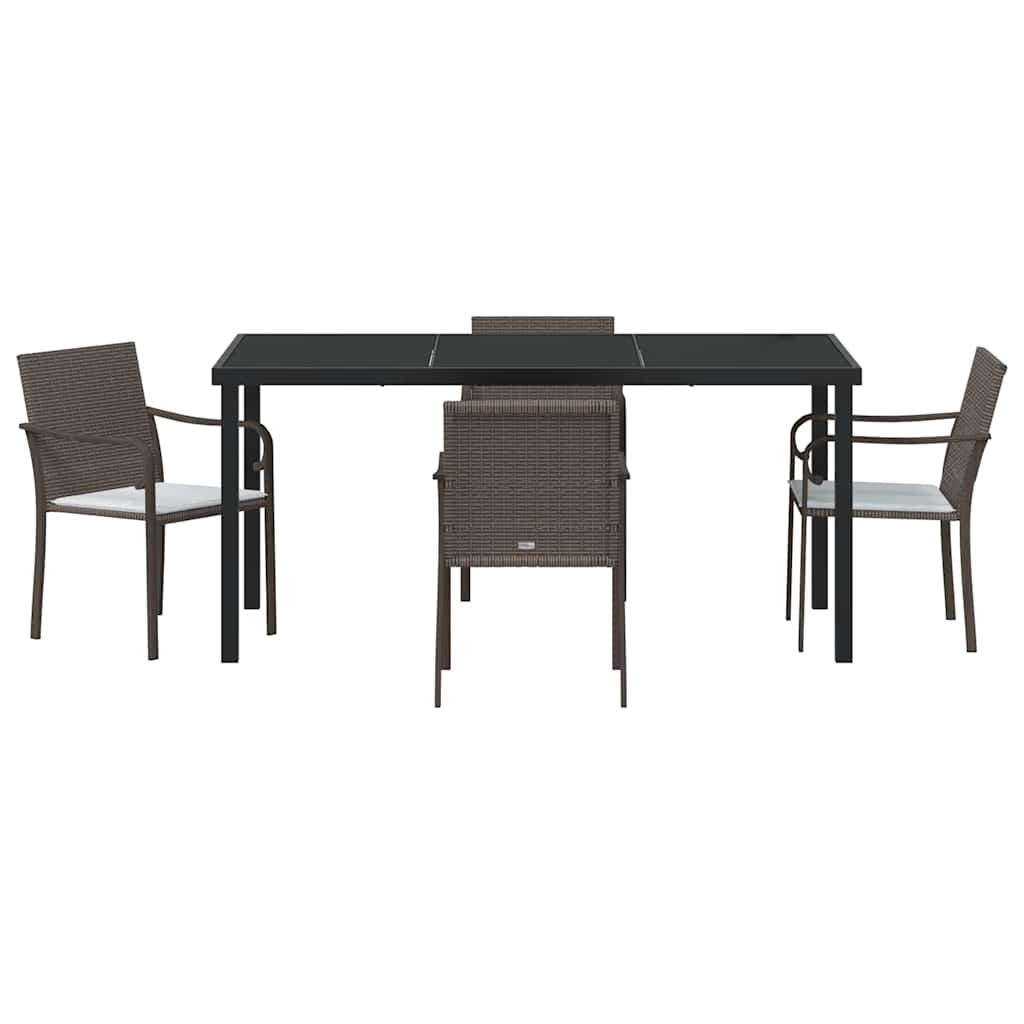Have Spisebordssæt 5 pcs Brun og sort PE Rattan
