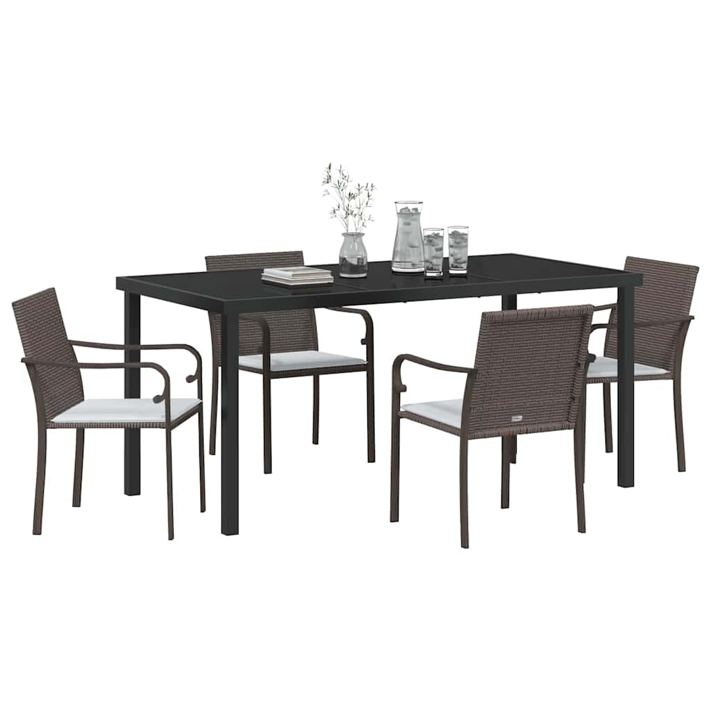 Have Spisebordssæt 5 pcs Brun og sort PE Rattan