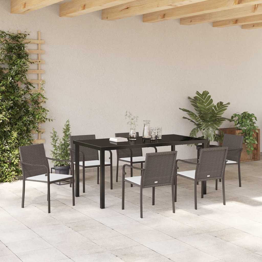 Have Spisebordssæt 7 pcs Brun og sort PE Rattan