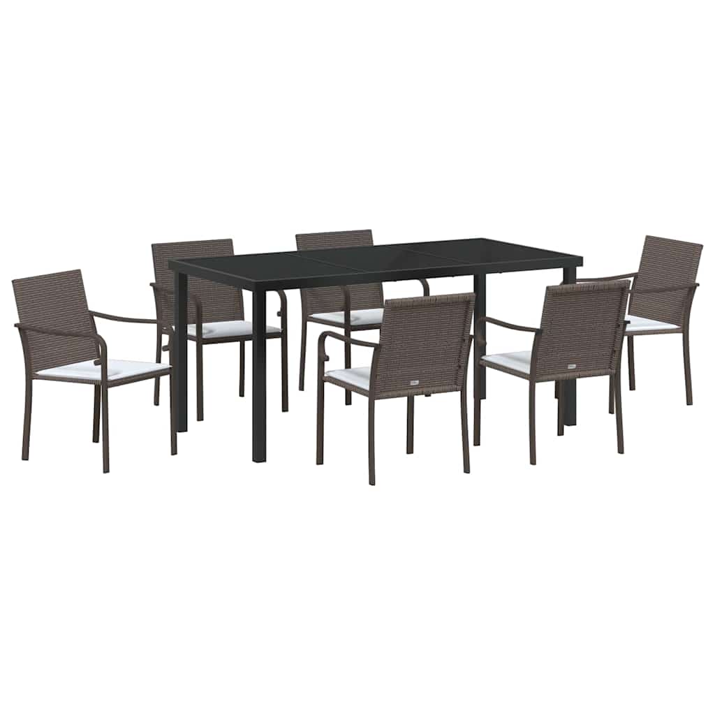 Have Spisebordssæt 7 pcs Brun og sort PE Rattan