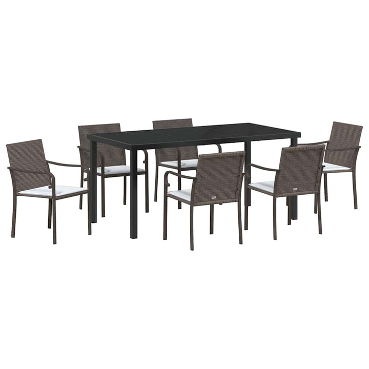 Have Spisebordssæt 7 pcs Brun og sort PE Rattan