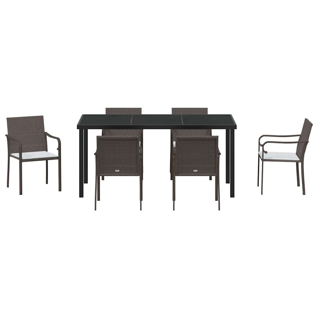 Have Spisebordssæt 7 pcs Brun og sort PE Rattan