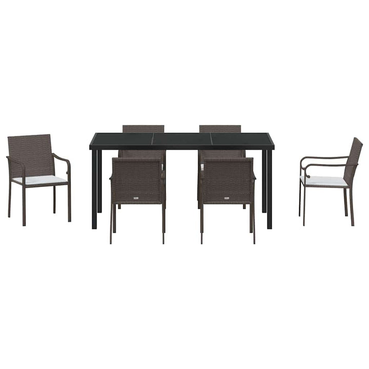 Have Spisebordssæt 7 pcs Brun og sort PE Rattan