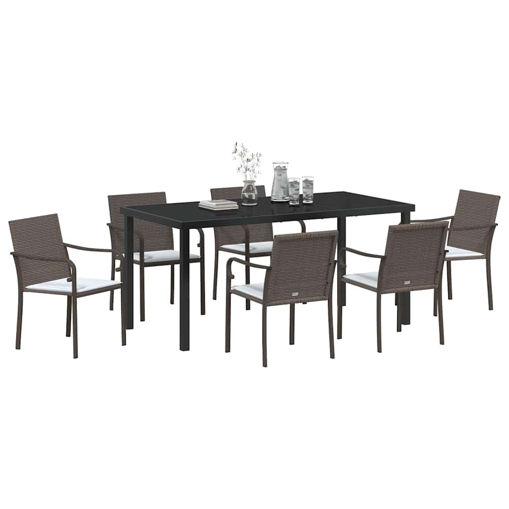 Have Spisebordssæt 7 pcs Brun og sort PE Rattan