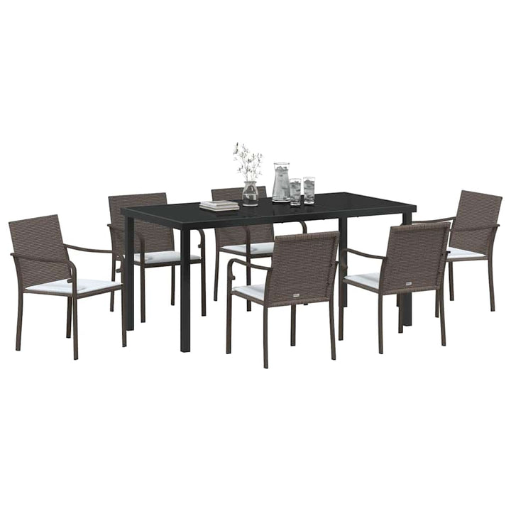 Have Spisebordssæt 7 pcs Brun og sort PE Rattan