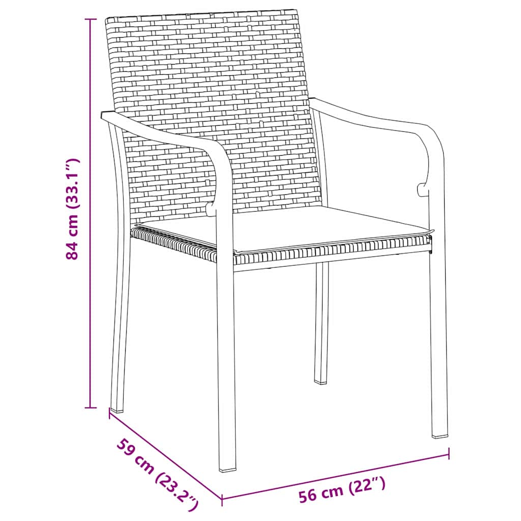 Have Spisebordssæt 7 pcs Brun og sort PE Rattan