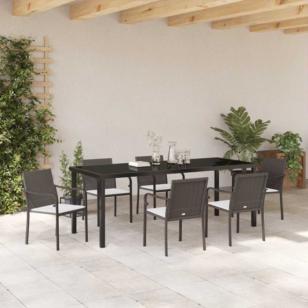 Have Spisebordssæt 7 pcs Brun og sort PE Rattan