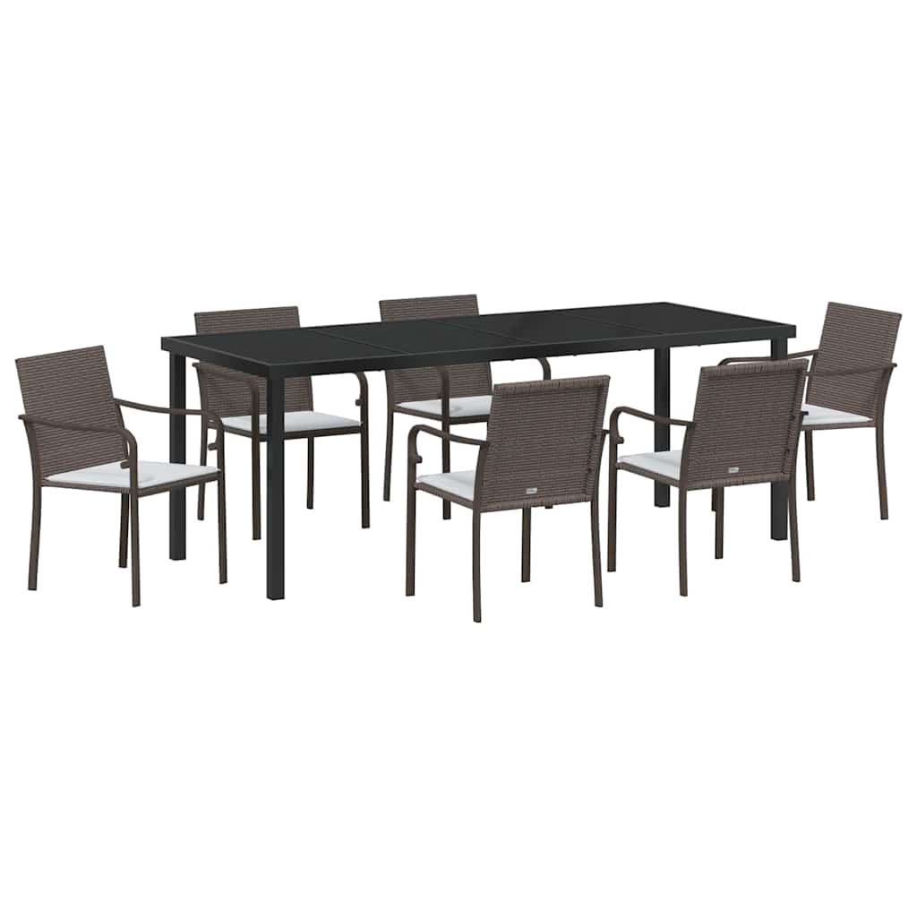 Have Spisebordssæt 7 pcs Brun og sort PE Rattan