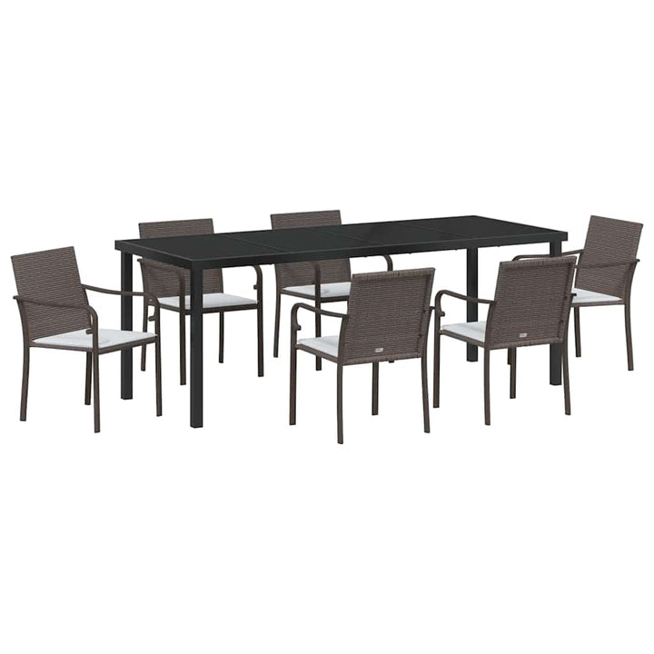 Have Spisebordssæt 7 pcs Brun og sort PE Rattan