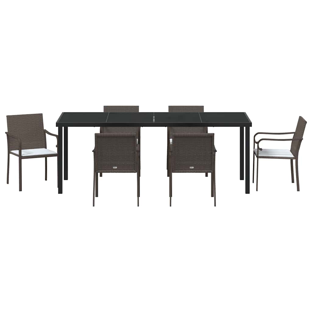 Have Spisebordssæt 7 pcs Brun og sort PE Rattan