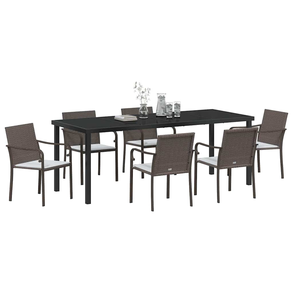 Have Spisebordssæt 7 pcs Brun og sort PE Rattan