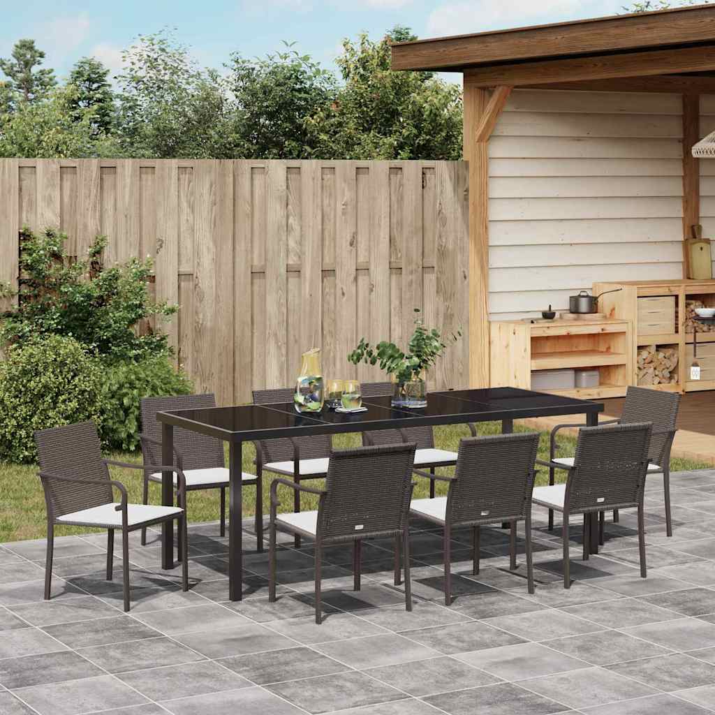 Have Spisebordssæt 9 pcs Brun og sort PE Rattan