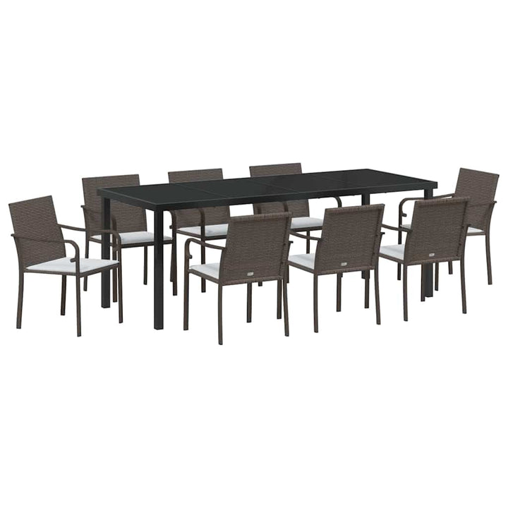 Have Spisebordssæt 9 pcs Brun og sort PE Rattan