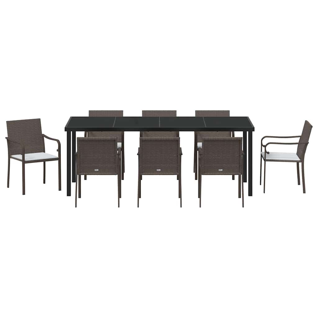Have Spisebordssæt 9 pcs Brun og sort PE Rattan