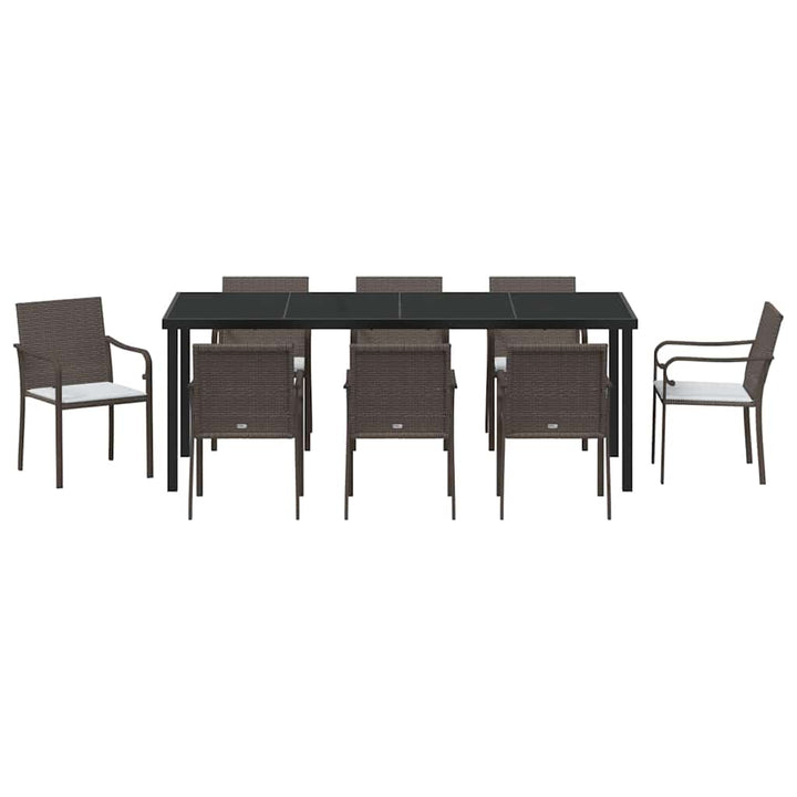 Have Spisebordssæt 9 pcs Brun og sort PE Rattan