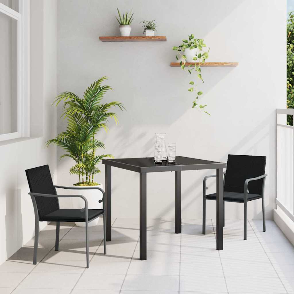Have Spisebordssæt 3 pcs Sort og grå PE Rattan