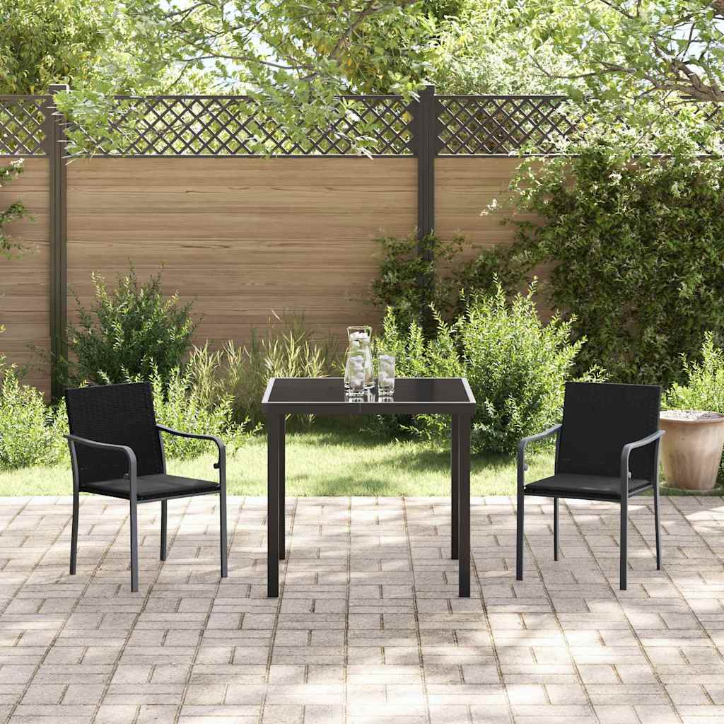 Have Spisebordssæt 3 pcs Sort og grå PE Rattan