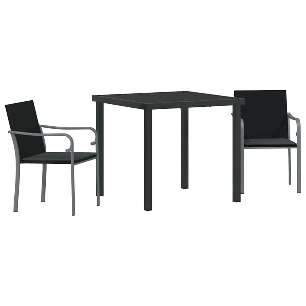 Have Spisebordssæt 3 pcs Sort og grå PE Rattan