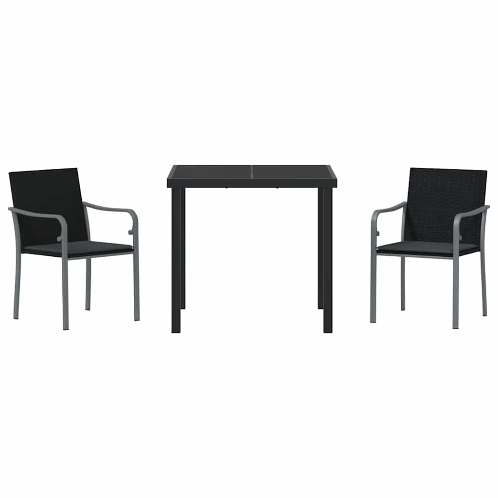 Have Spisebordssæt 3 pcs Sort og grå PE Rattan
