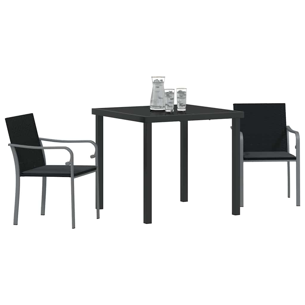 Have Spisebordssæt 3 pcs Sort og grå PE Rattan