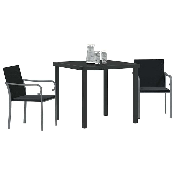 Have Spisebordssæt 3 pcs Sort og grå PE Rattan
