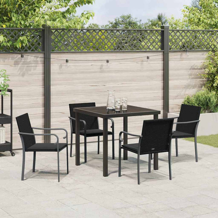 Have Spisebordssæt 5 pcs Sort og grå PE Rattan