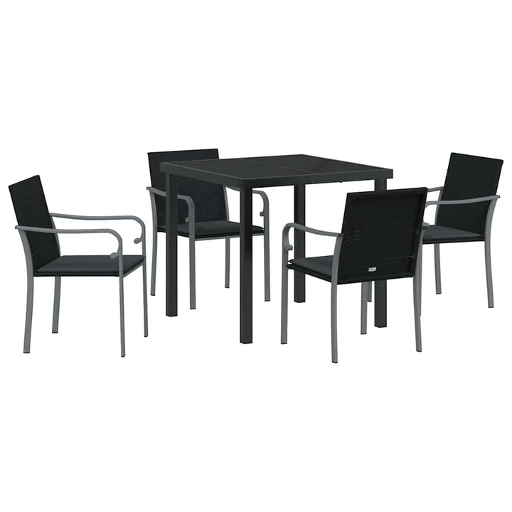 Have Spisebordssæt 5 pcs Sort og grå PE Rattan