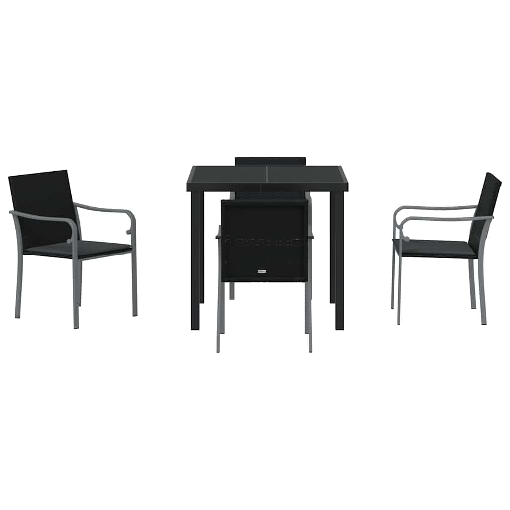 Have Spisebordssæt 5 pcs Sort og grå PE Rattan