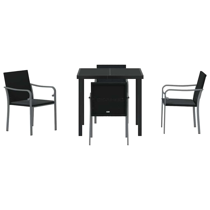 Have Spisebordssæt 5 pcs Sort og grå PE Rattan